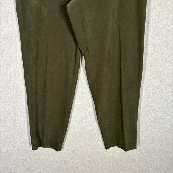 Vintage Talbots Pant Womens 14 Green Faux Suede Trouser Academia Tapered Stretch - Picture 3 of 11
